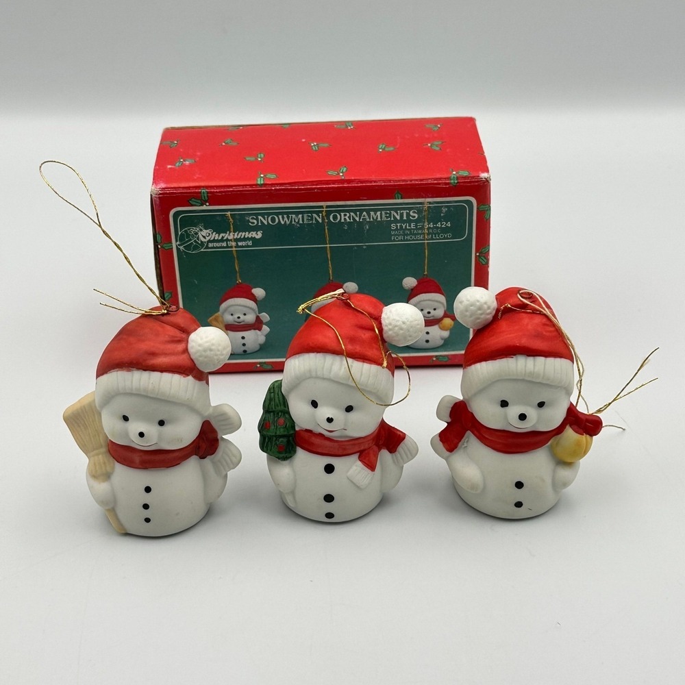 Vintage House of Lloyd Christmas Around the World Snowmen Ornaments Set 3 Boxed
